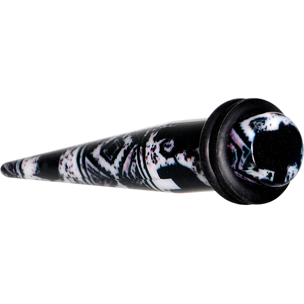 BodyCandy Black Acrylic Southwest Weave Straight Taper Set 3mm to 16mm — detail close-up