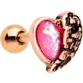 BodyCandy Pink Faux Opal Rose Gold Anodized Half Heart Tragus Cartilage Earring — main product shot