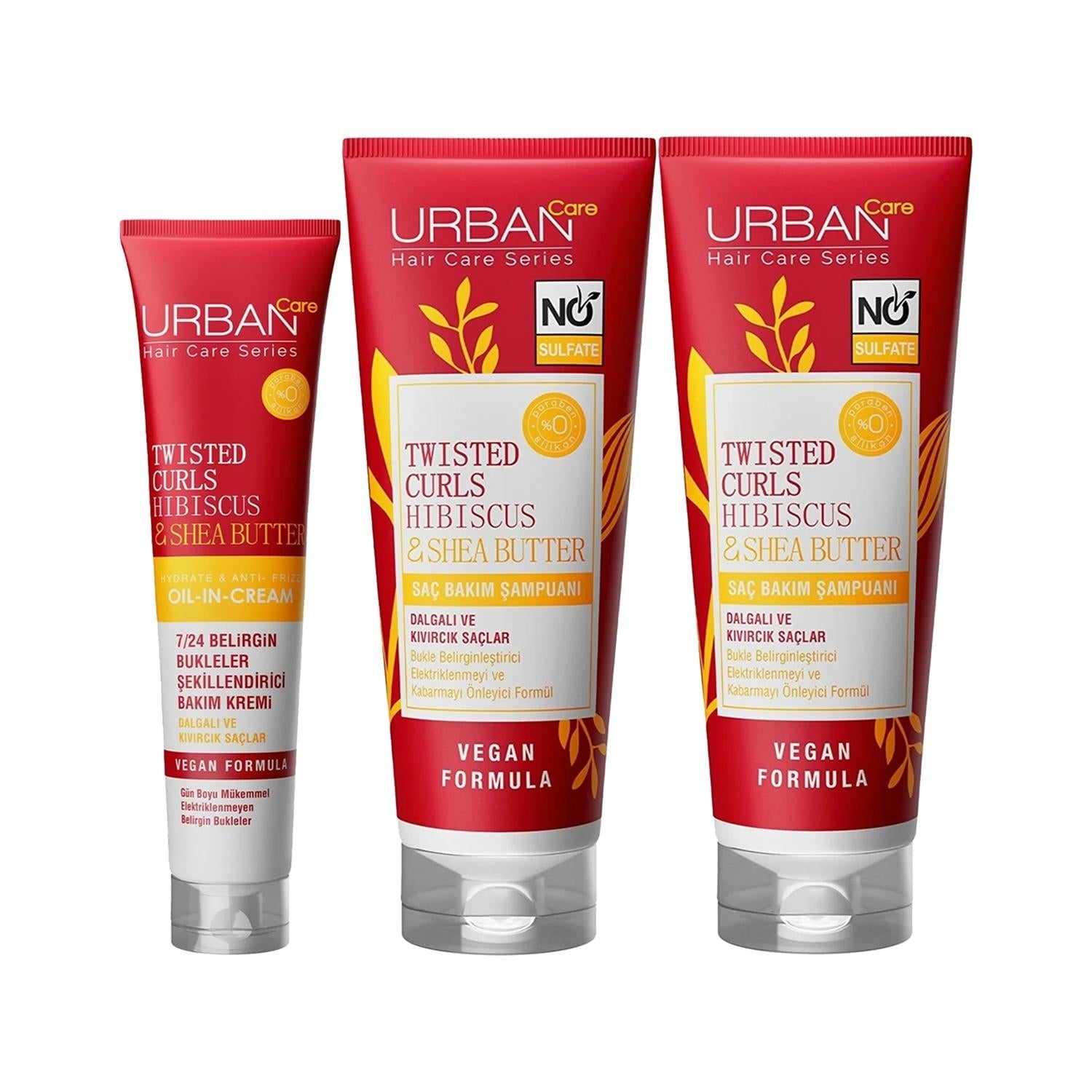 URBAN Care Hibiscus Shea Butter Curl Enhancing Hair Care Set for Curly & Wavy Hair