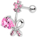 BodyCandy Pink CZ Gem Glamour Bow Left Cartilage Tragus Earring — main product shot