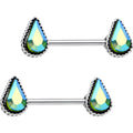 BodyCandy 14G 5/8" Green Gem Posh Princess Barbell Nipple Ring Set — main product shot