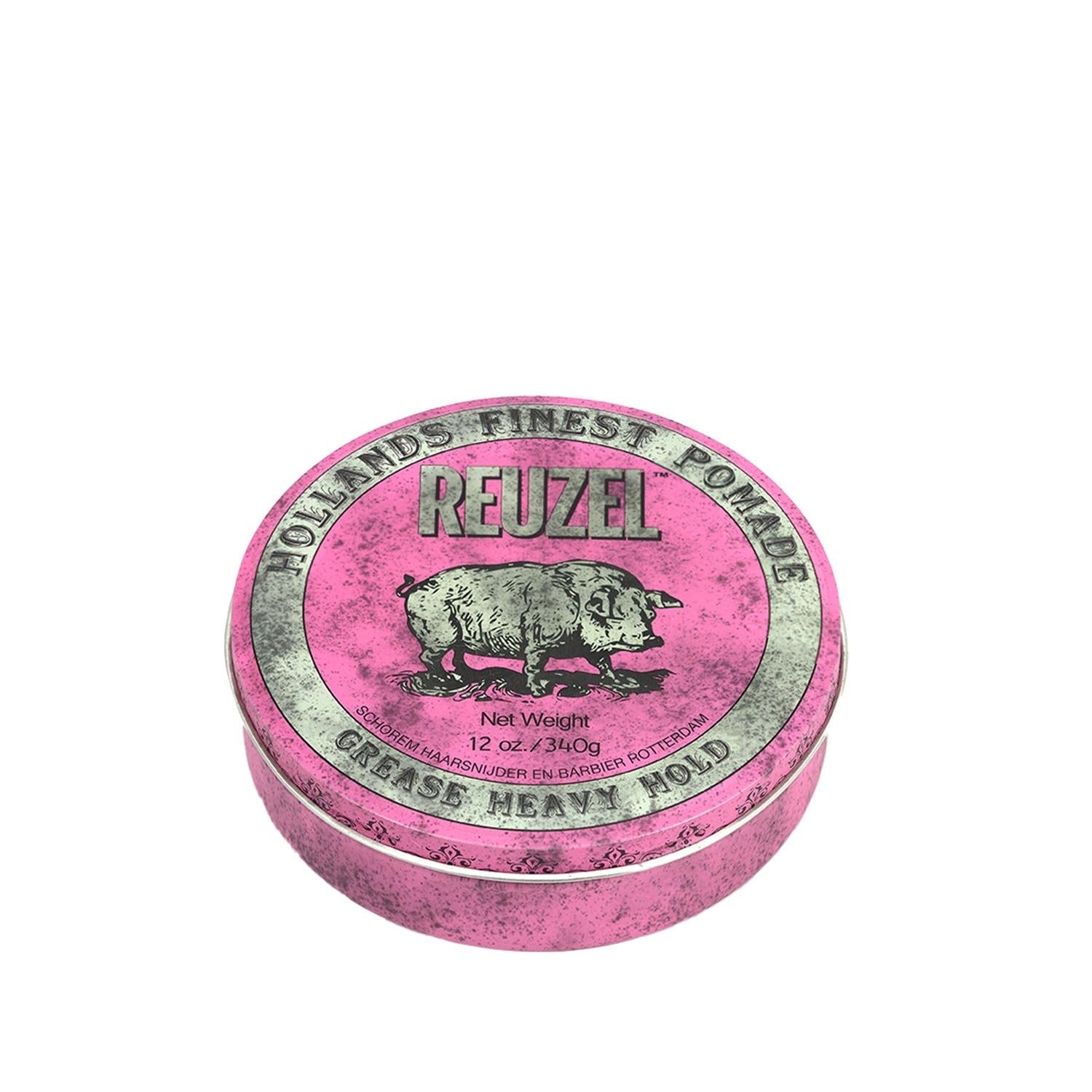 Reuzel Pink Heavy Grease 340g - Strong Hold Hair Styling Product for Coarse or Thick Hair