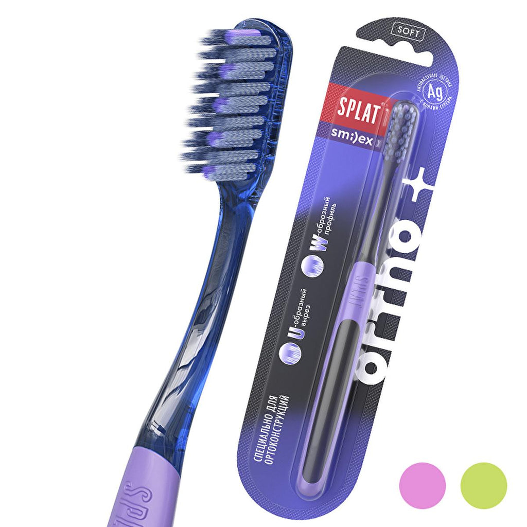 Splat Smilex Ortho+ Soft Bristle Orthodontic Toothbrush for Braces Care