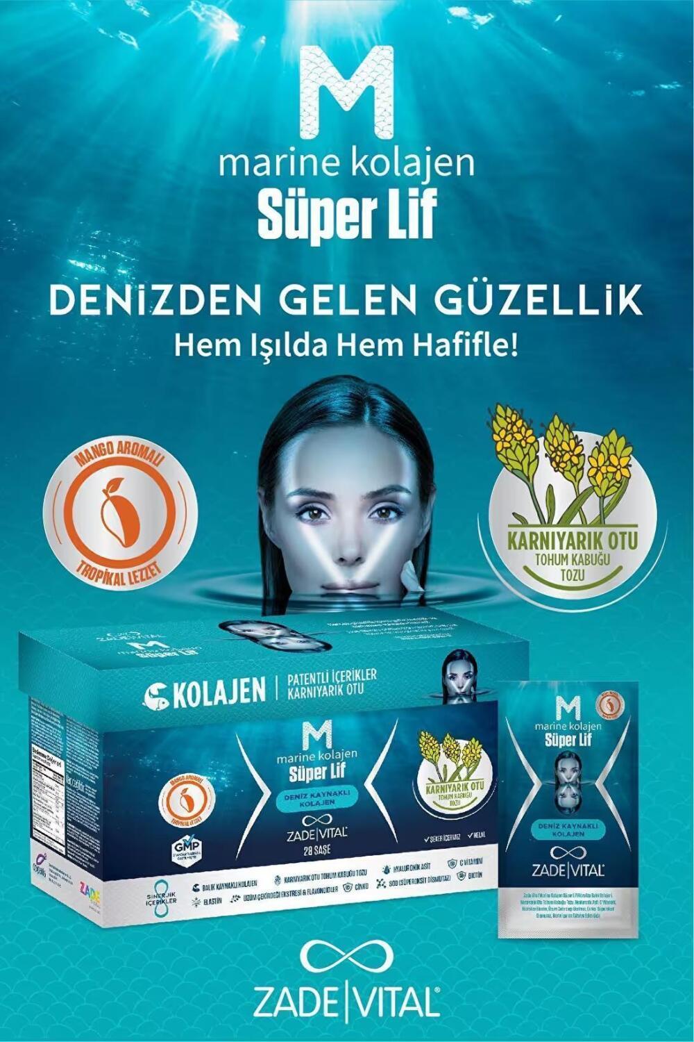 Zade Vital Marine Collagen Dietary Supplement Powder - Anti-Aging, Skin & Joint Health Support