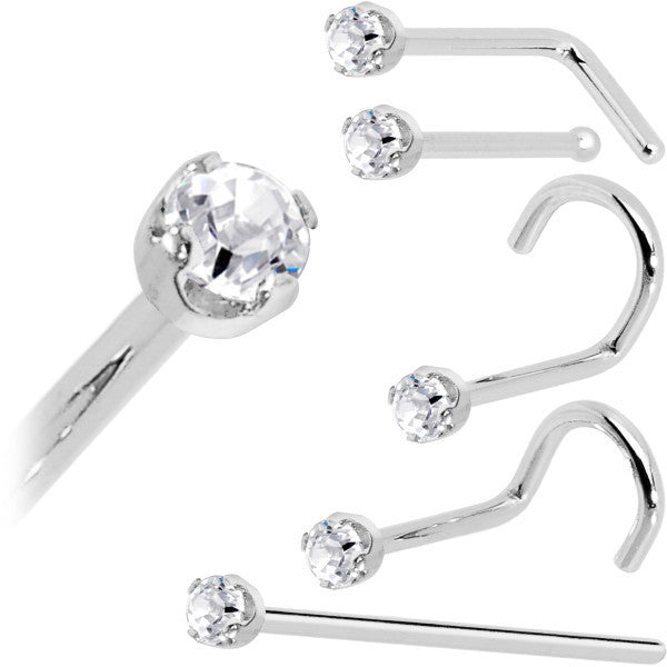 BodyCandy Solid 14K White Gold 2mm Genuine Diamond Nose Ring — in-use photo