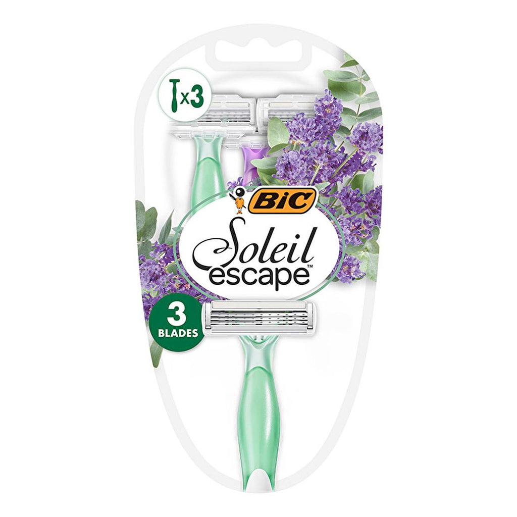 Bic Women's Razors - Soleil Escape 3-Blade Disposable Razors for Women with Lavender & Eucalyptus Scent