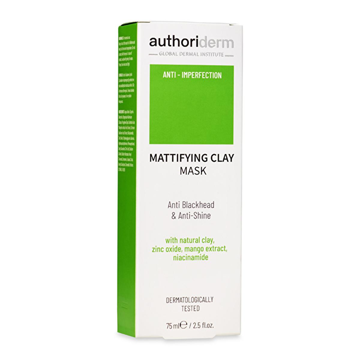 Authoriderm Clay Mask for Oily & Combination Skin: Natural Pore Tightening, Blackhead & Blemish Reduction - Mattifying Oil Control Face Mask