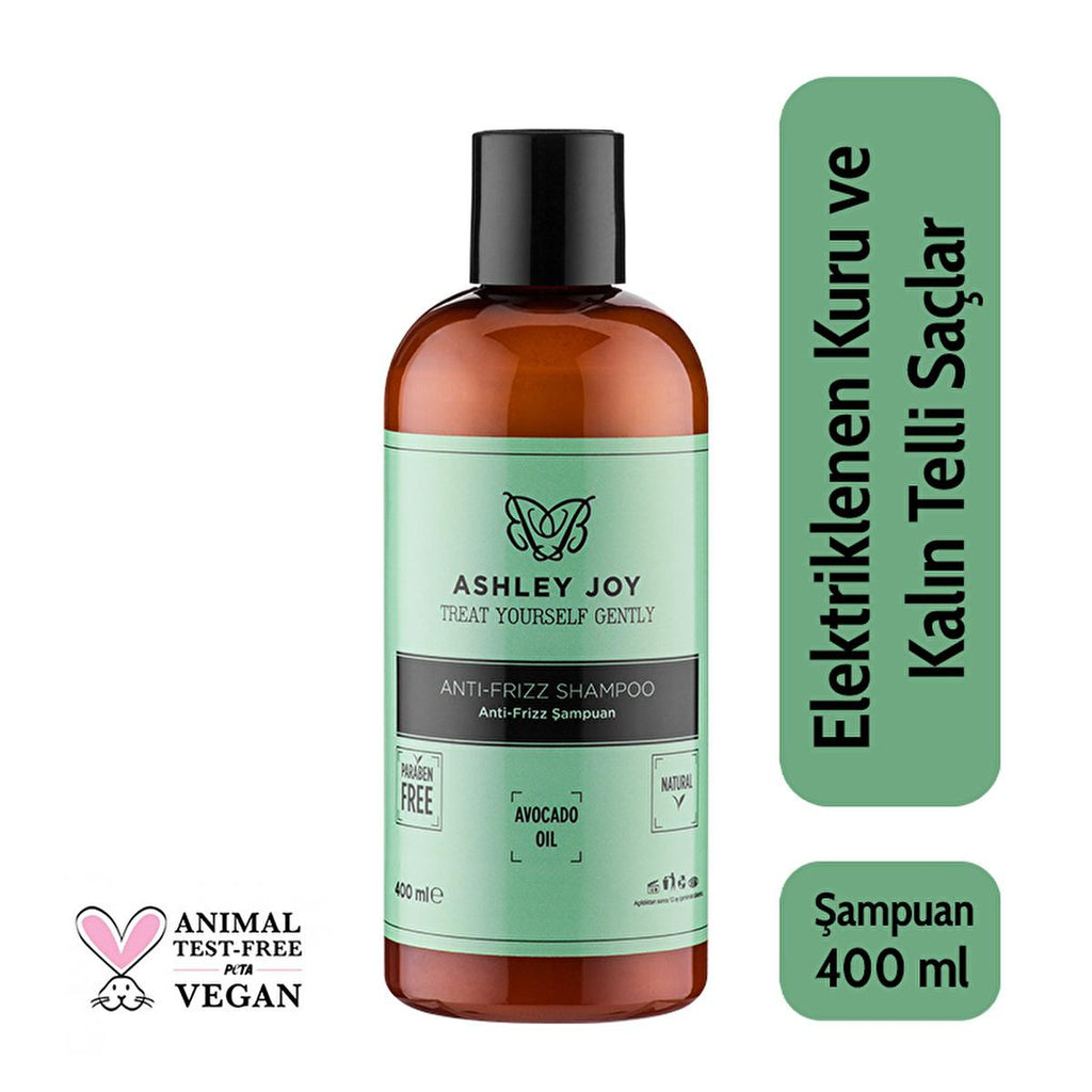 Ashley Joy Anti-Frizz Shampoo: Tame Frizzy Hair with Avocado Oil Moisture | Smoothing, Hydrating Formula (400ml / 13.53 fl oz)