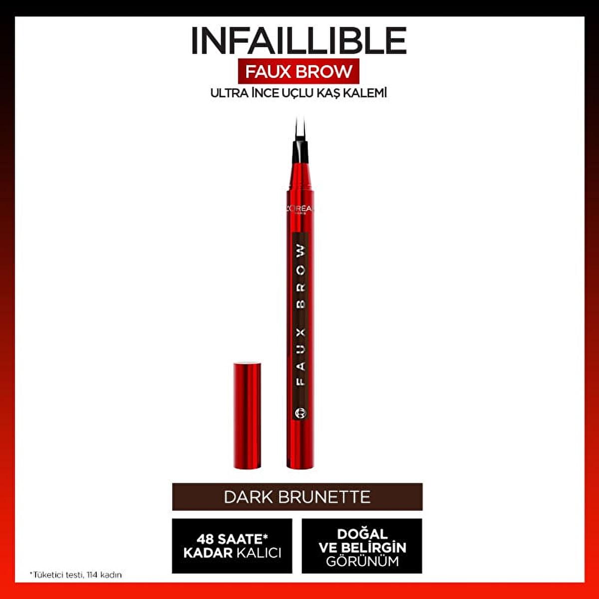 Loreal Paris Infaillible Faux Brow: Ultra-Fine Dark Brunette Brow Pencil for Natural, Long-Lasting, Smudge & Waterproof Definition