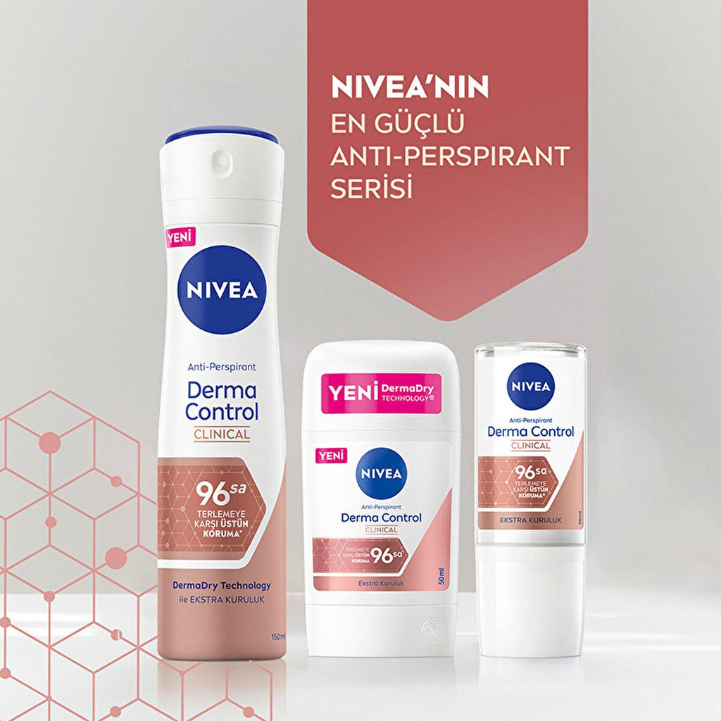 Nivea Derma Control Clinical Women's Deodorant Stick - Long Lasting Anti-Perspirant Protection, 50ml