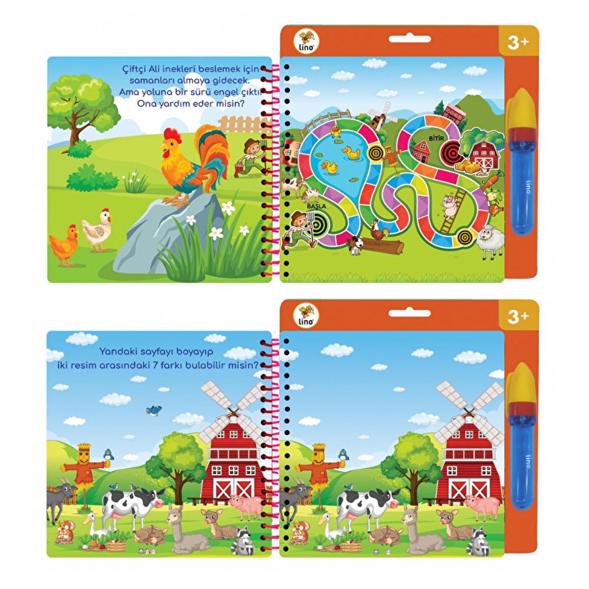 Lino Magic Water Painting Book: Reusable Farm Animal Coloring Book for Toddlers - Mess-Free, Self-Erasing Kids Water Drawing Fun.