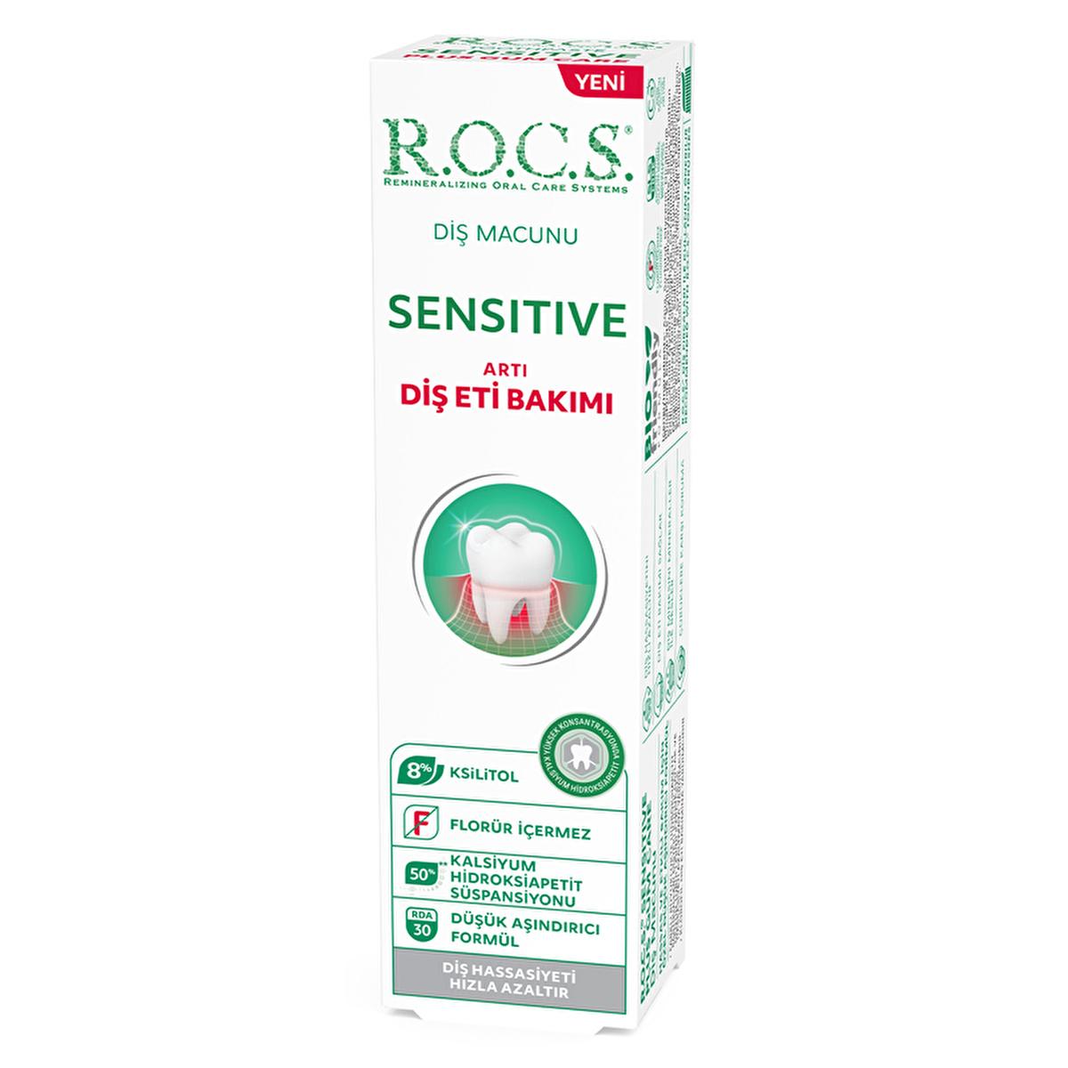 Rocs Sensitive: Powerful Teeth Sensitivity Relief & Gum Care Toothpaste - Calcium Hydroxyapatite, Xylitol - Natural Formula