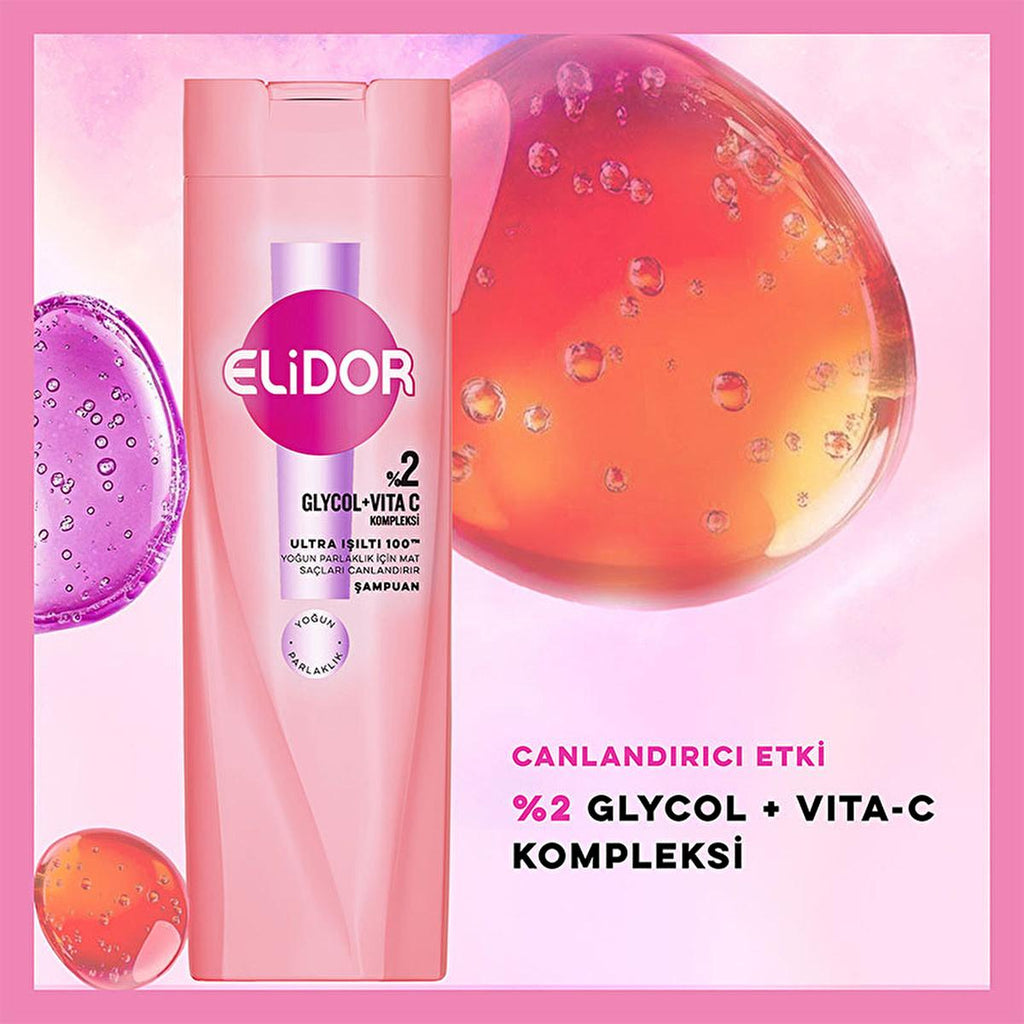 Elidor Ultra Shine Hair Care Shampoo - 100 Hours of 5x More Shine, Intensive Nourishment for Damaged Hair