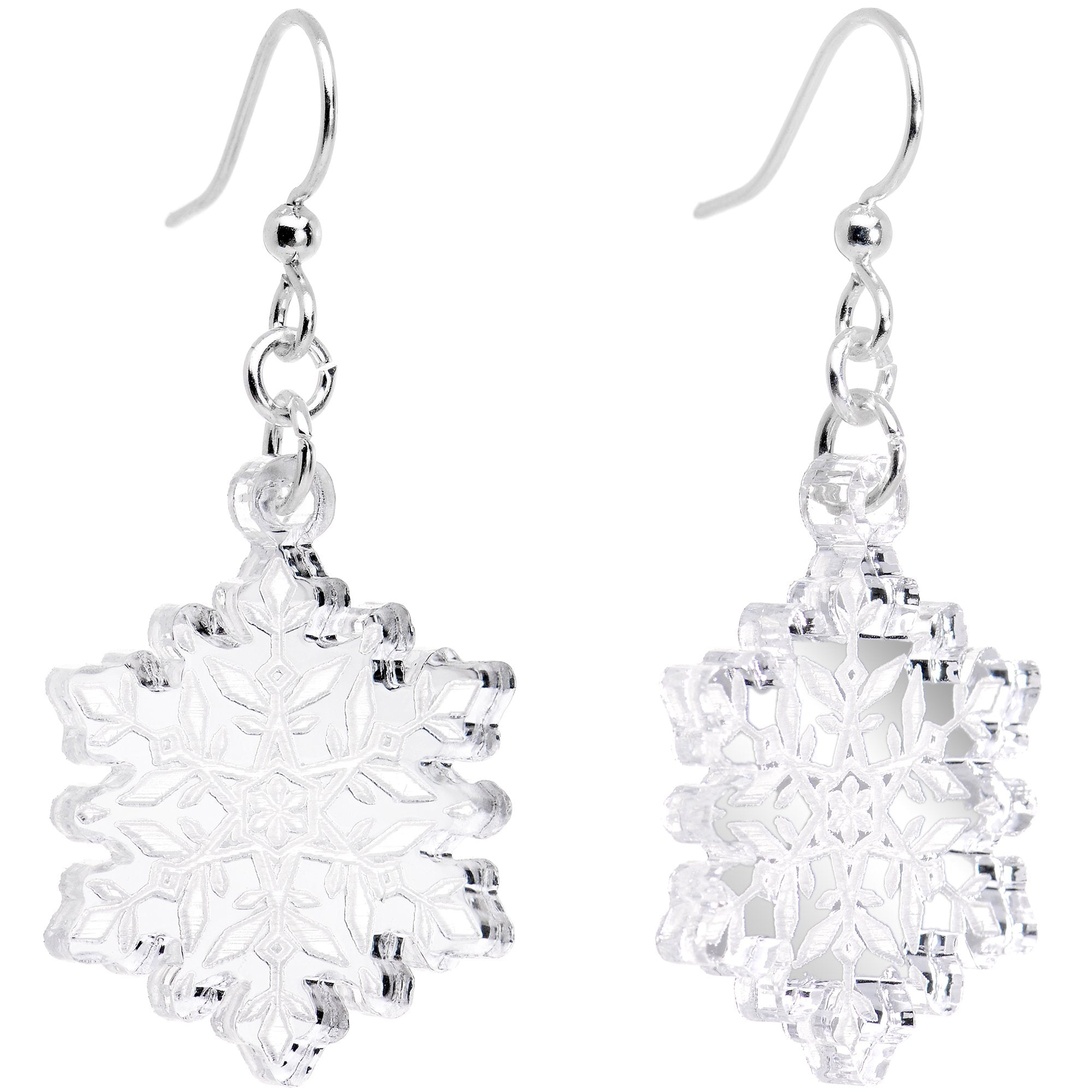 BodyCandy Winter Snowflake Fishhook Dangle Earrings — main product shot
