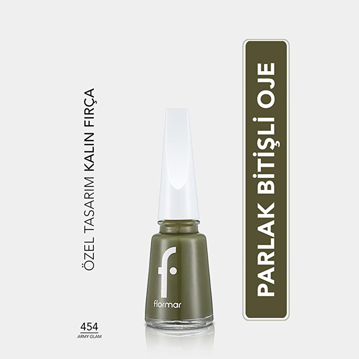 Flormar Nail Enamel 454 Army Glam - Long-Lasting Nail Polish with Nourishing Formula