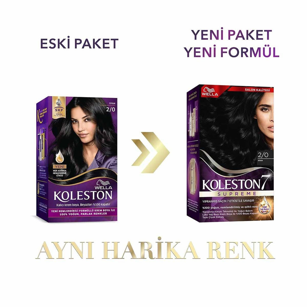 Wella Koleston Supreme Black Hair Dye: Intense Color, Gray Coverage & Conditioning - Complete At-Home Hair Color Kit