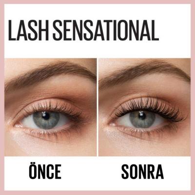 Maybelline New York Lash Sensational Waterproof Volumizing Mascara - Dramatic Volume, Length & Curl - Black Pigmentation