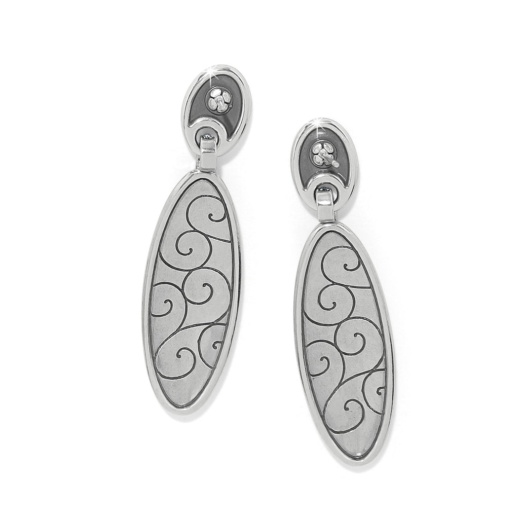 KADOU BOUTIQUE Brighton Meridian Orbit Oval Post Drop Earrings — detail close-up