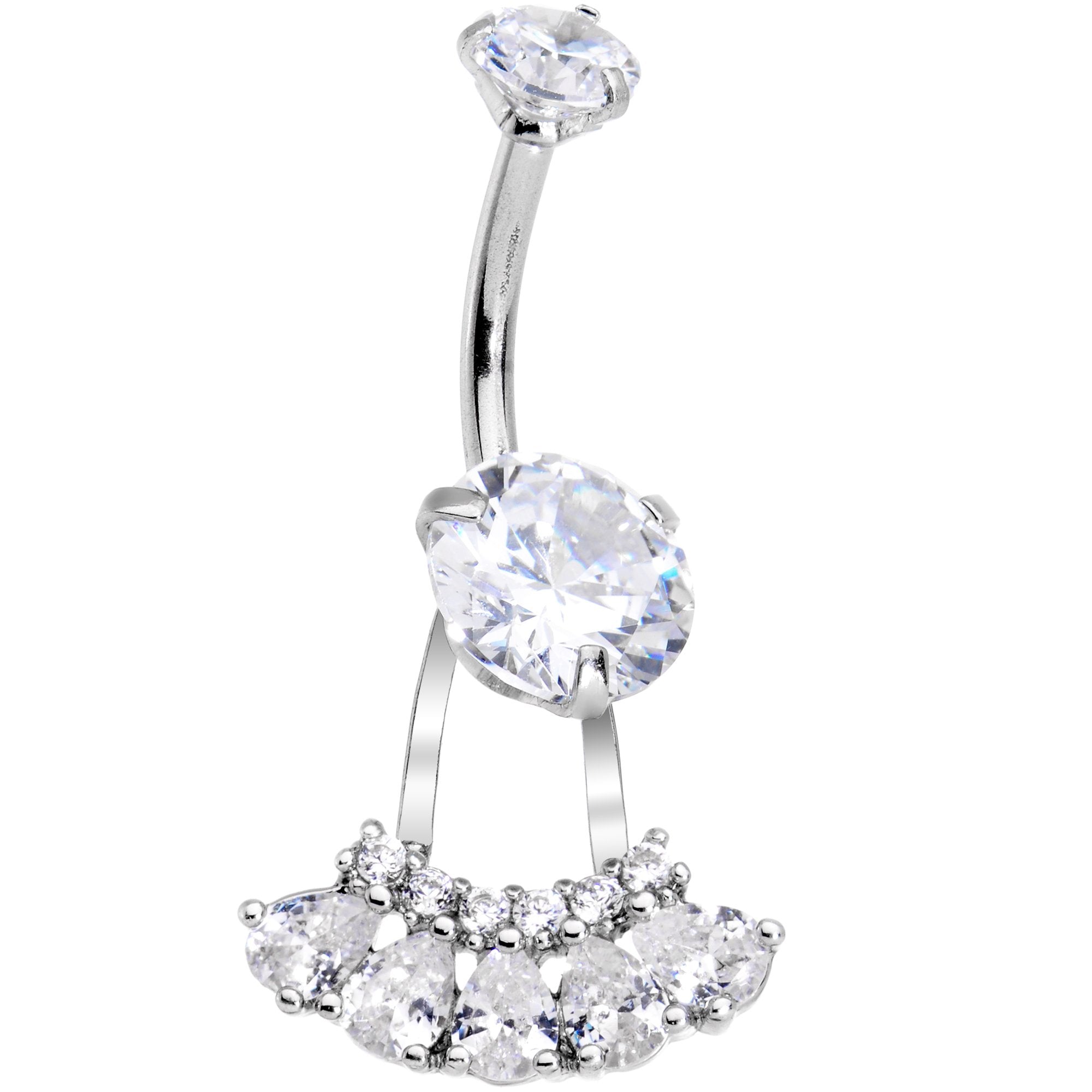 BodyCandy Clear Gem Swagger Sweep Dangle Belly Ring — main product shot
