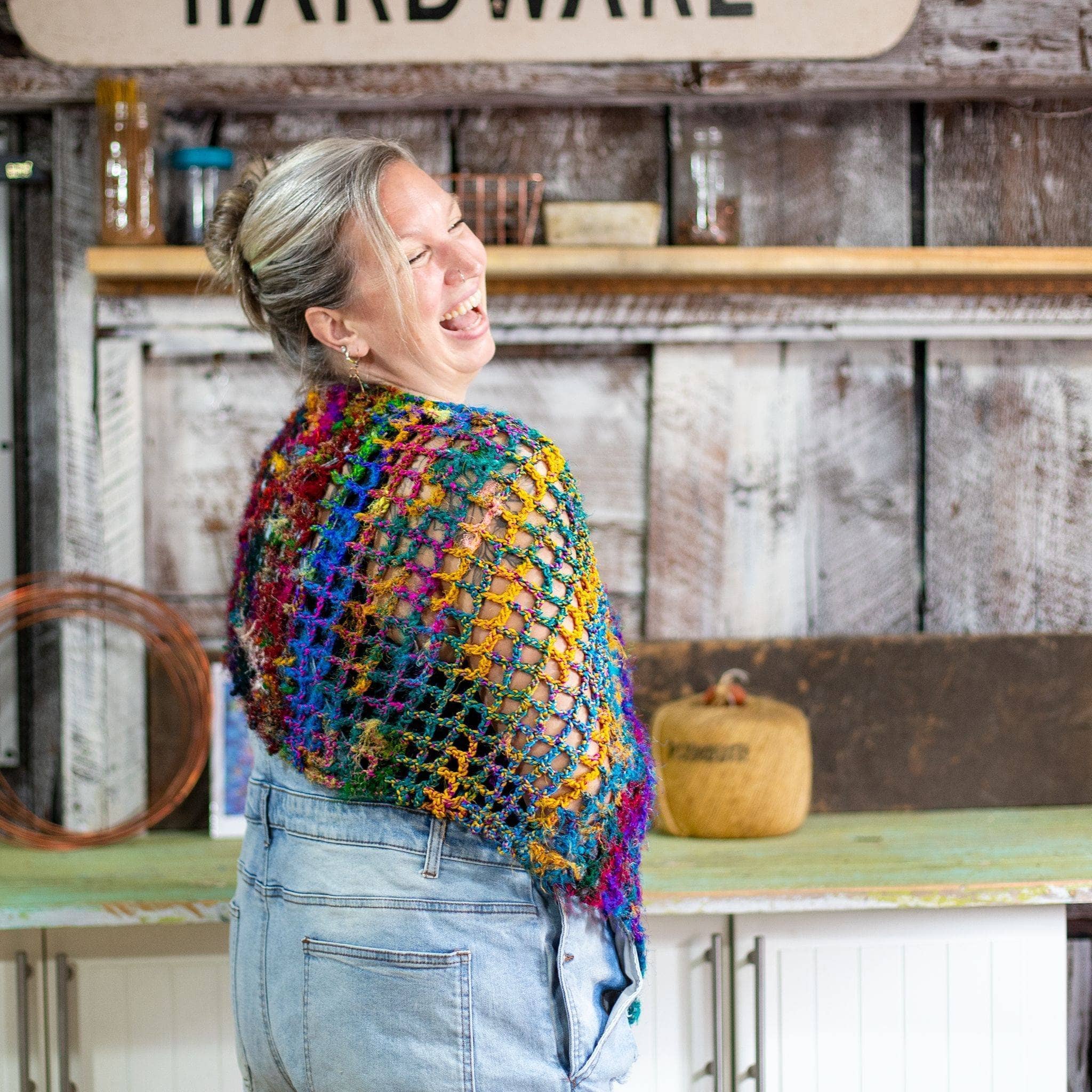 Darn Good Yarn Darn Good Yarn QuadraMesh Easy Crochet Shawl Kit — main product shot