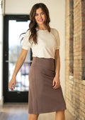 Inherit Co. Quinn Deep Taupe Knit Midi Skirt — main product shot