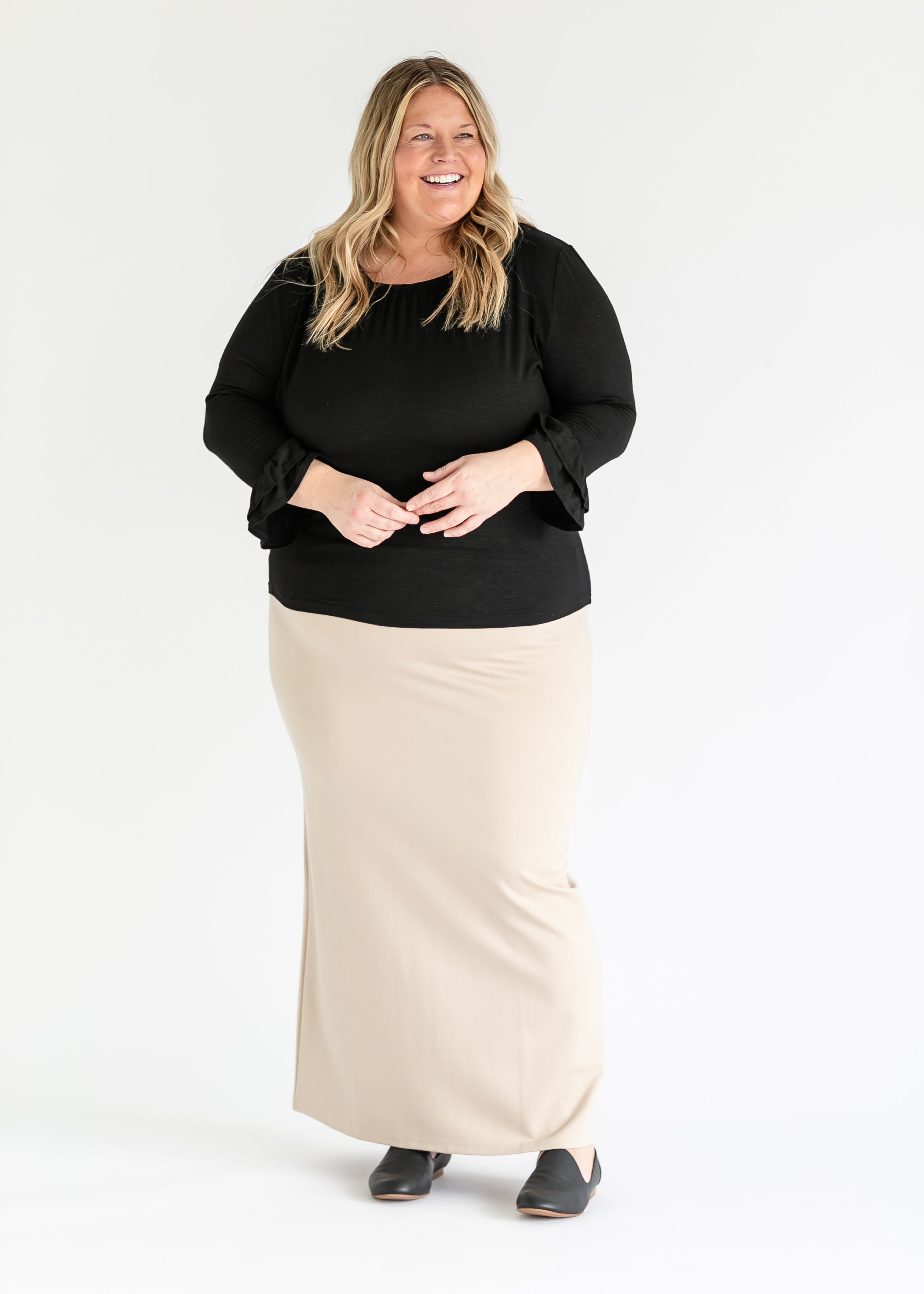 Inherit Co. Quinn Knit Maxi Skirt — detail close-up