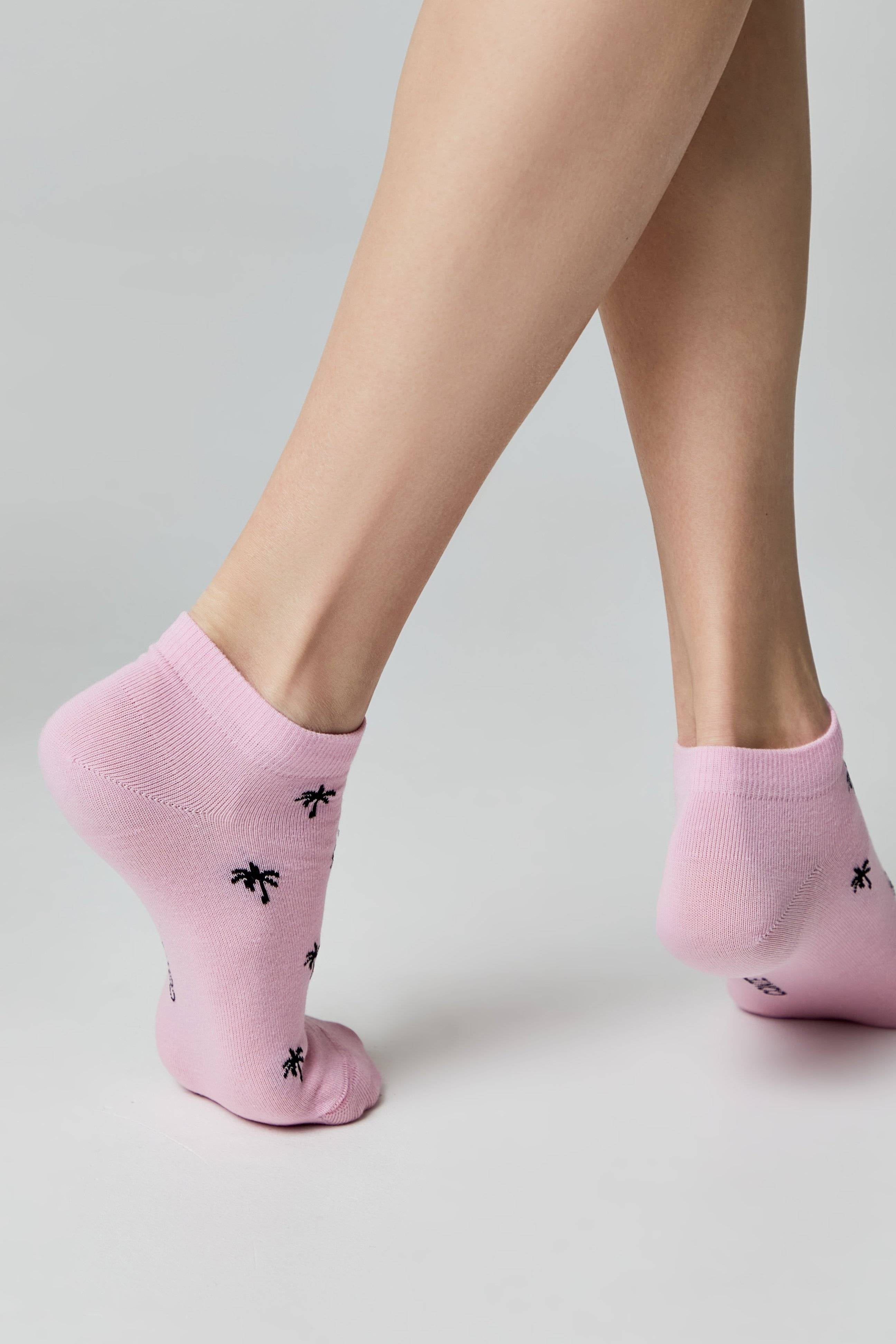 TheRanok.com Cotton Ankle Socks Conte Active - 589 Palm Trees — detail close-up