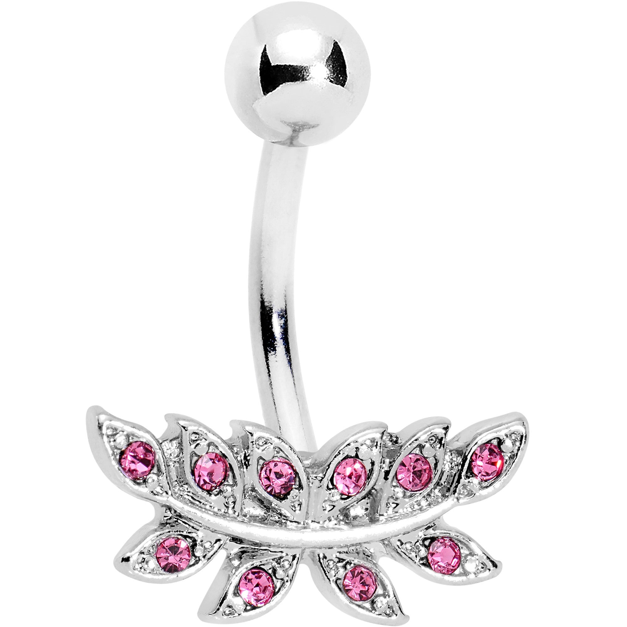 BodyCandy Pink Gem Sprouting Ivy Leaf Belly Ring — main product shot