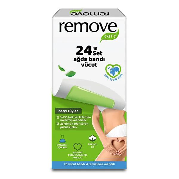 Remove Care Body Wax Strips - Easy Hair Removal for Arms and Legs, Dermatologically Tested, 24 Piece Set