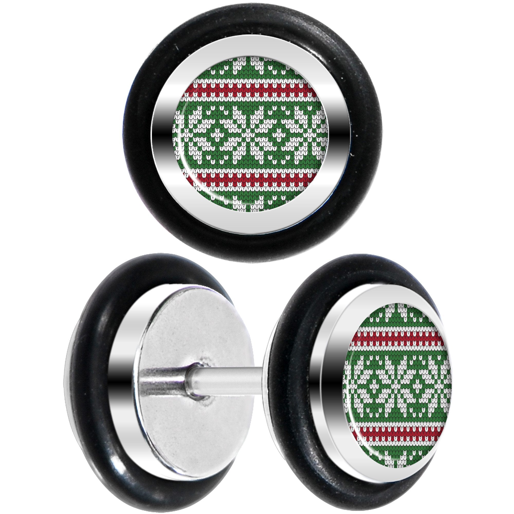 BodyCandy Green Red Christmas Sweater Cheater Plug Set — main product shot
