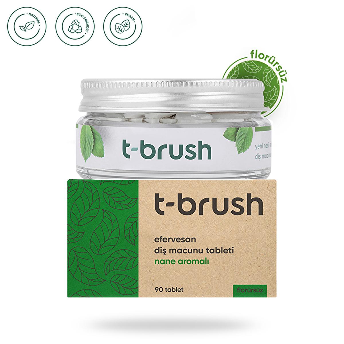 T-Brush Fluoride-Free Natural Mint Toothpaste Tablets: Vegan, SLS & Gluten-Free for Sensitive Gums & Travel - Eco-Friendly Whitening