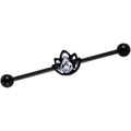 BodyCandy 14G Clear Gem Black Lonely Lotus Flower Industrial Barbell 38mm — main product shot