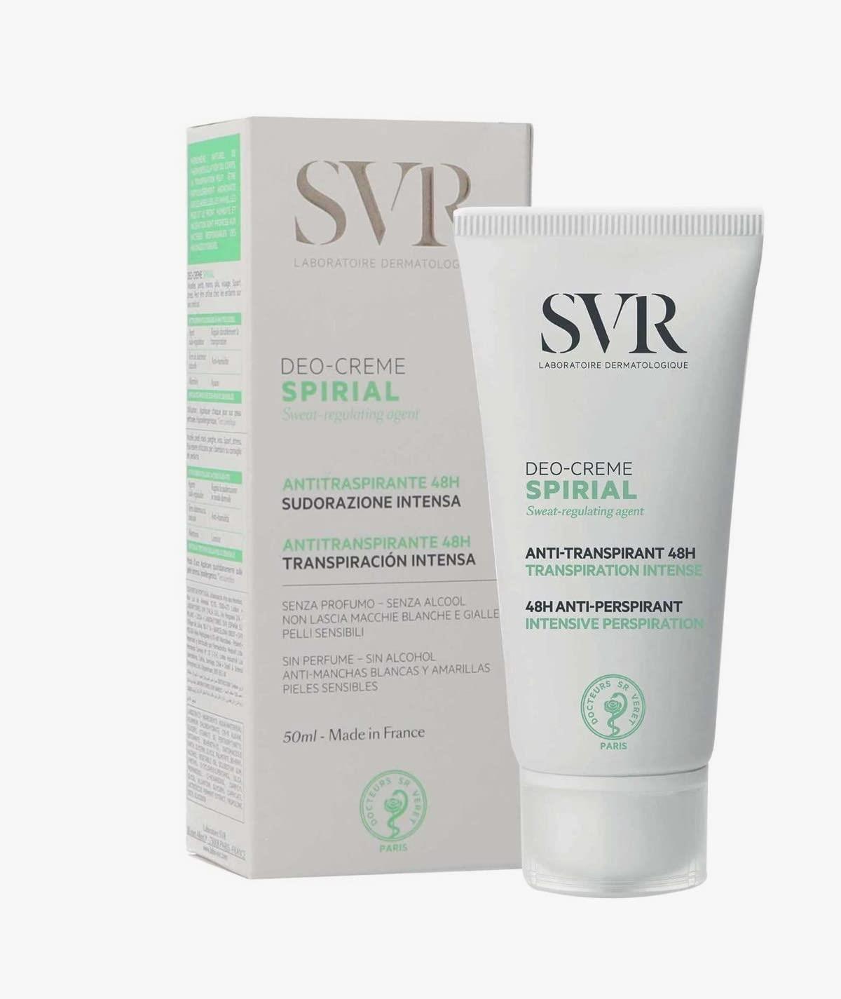 SVR Spirial Antiperspirant Cream 50ml - Fragrance-Free, Sensitive Skin Solution for Excessive Sweating