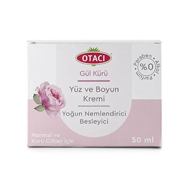 Otacõ Natural Moisturizing Face and Neck Cream with Rose Extract - Vegan, Dermatologically Tested, 1.69 fl oz