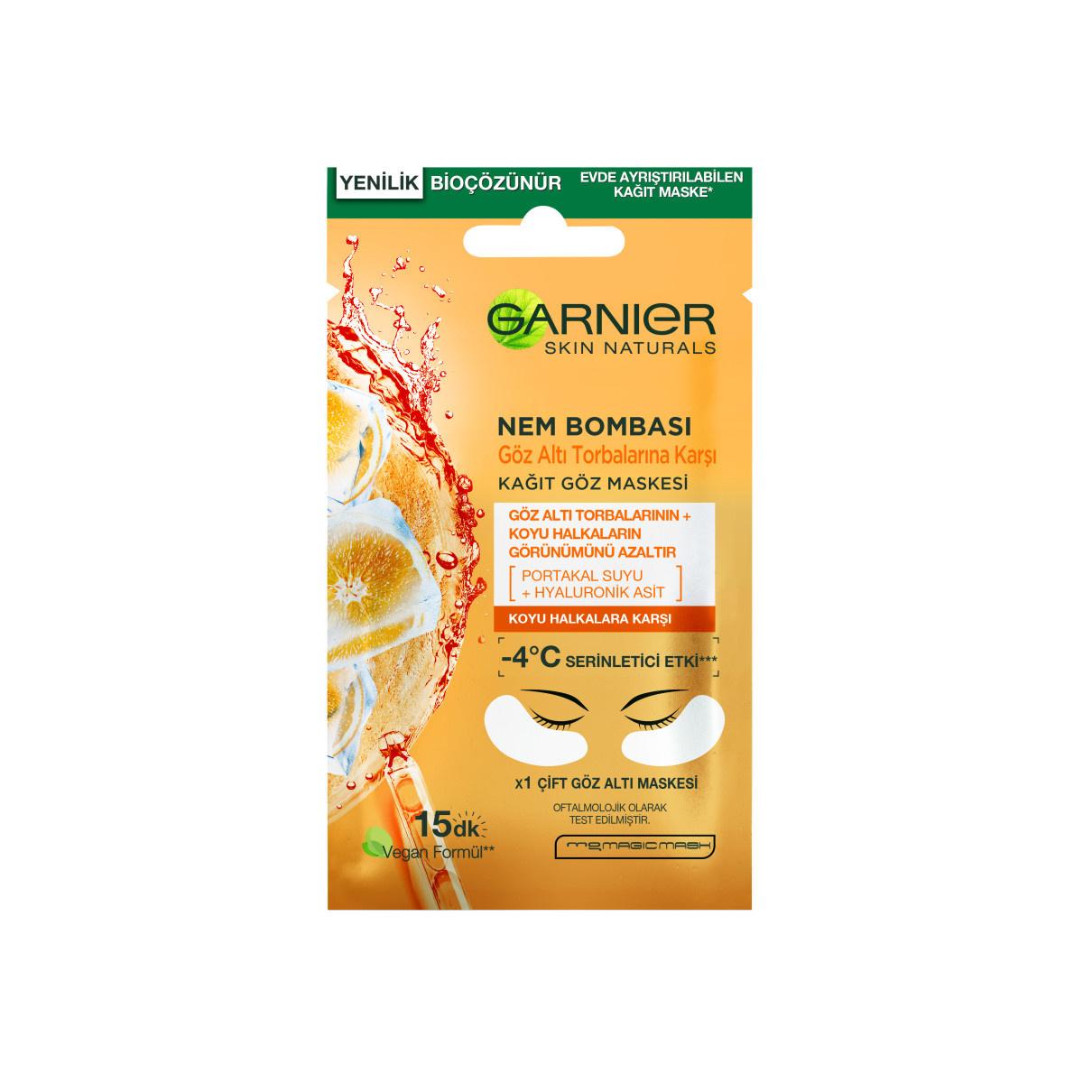Garnier SkinActive Eye Mask: Reduce Under Eye Bags & Dark Circles with Hydrating Hyaluronic Acid & Brightening Orange Juice - Refresh & Revitalize