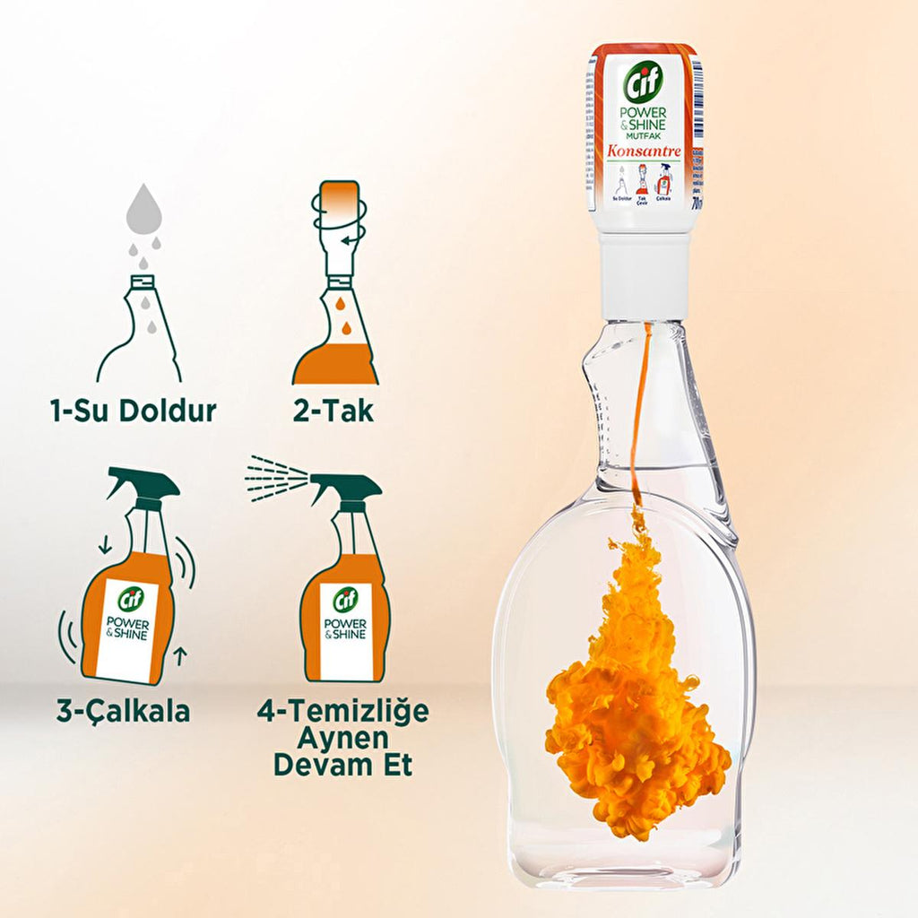Cif Cif Power & Shine Concentrate - Refillable Kitchen Cleaning Solution with Cleanboost Technology