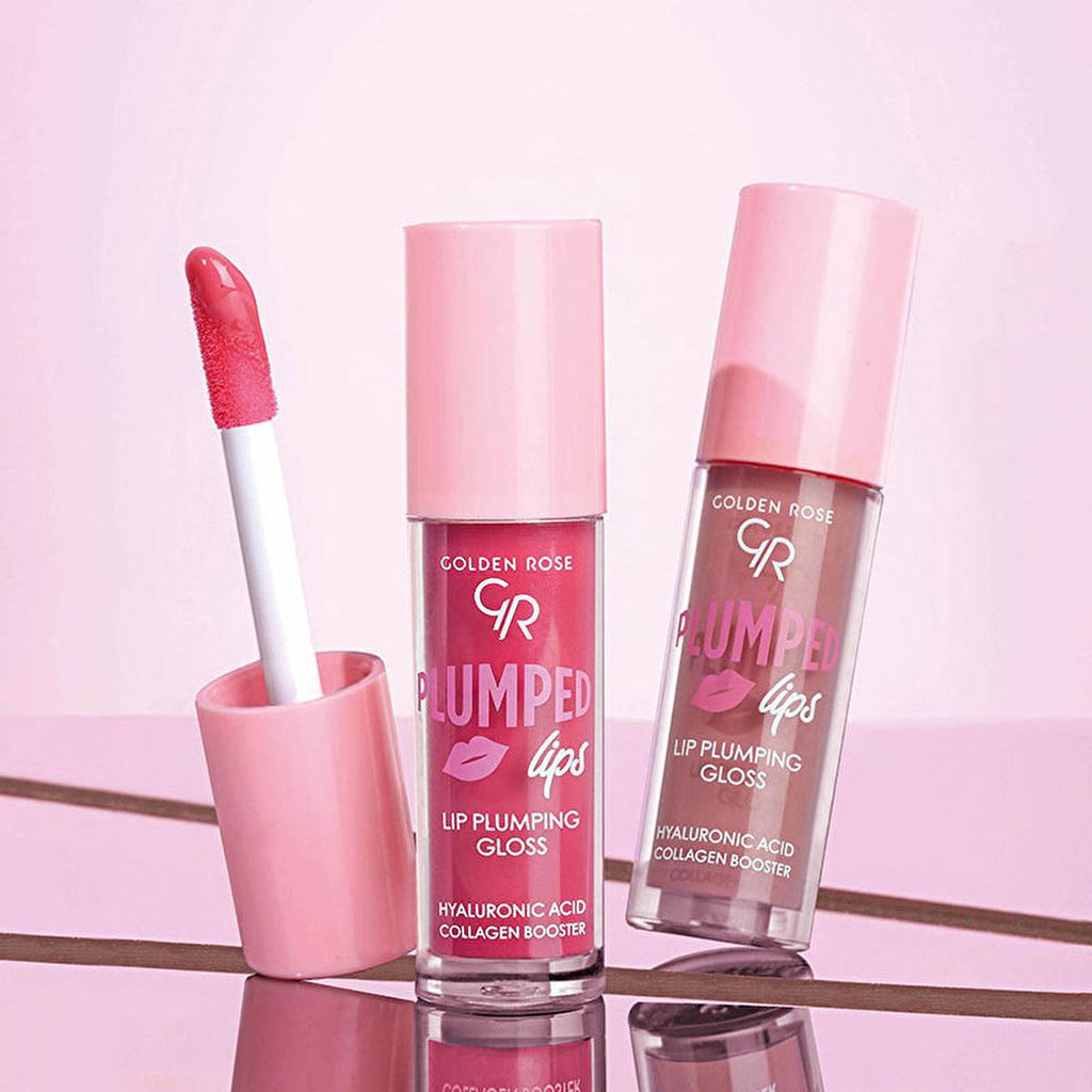 Golden Rose Lip Plumping Gloss No:202 - Non-Sticky, Moisturizing & Plumping Lip Gloss with Hyaluronic Acid & Ginger Oil