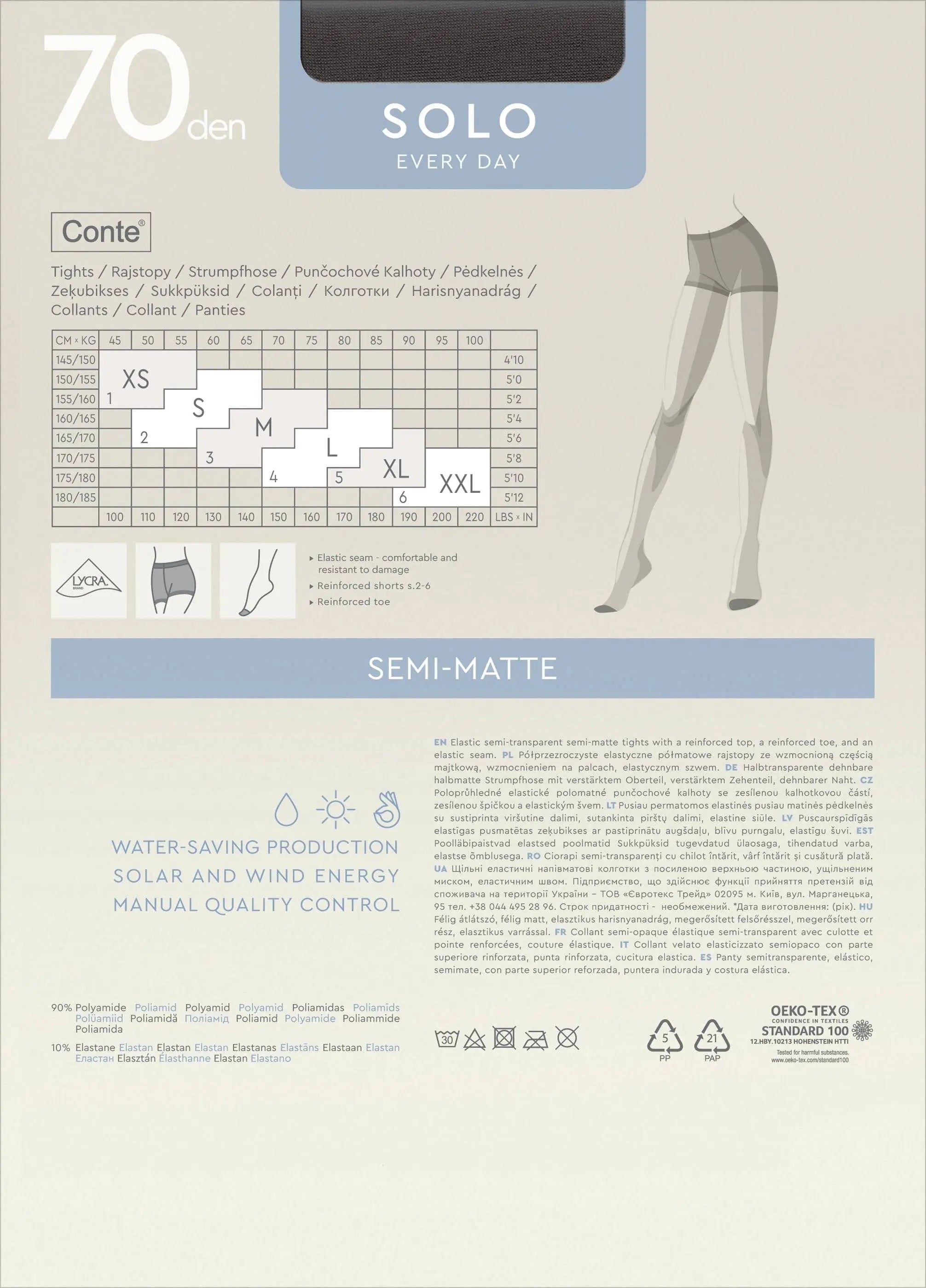 TheRanok.com Tights Conte Solo 70 Den - Reinforced Torso — product on model