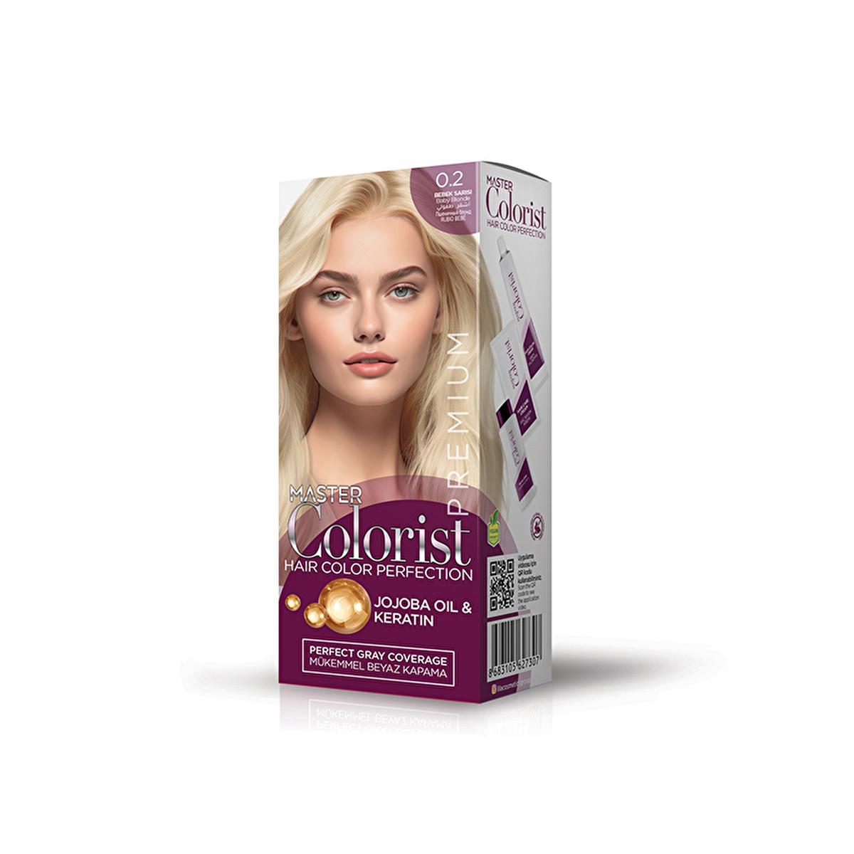 Master Colorist Premium Hair Dye: 0.2 Baby Blonde - Permanent Color, Gray Coverage, Jojoba Oil, Keratin Mask - Nourishing, Shiny Hair