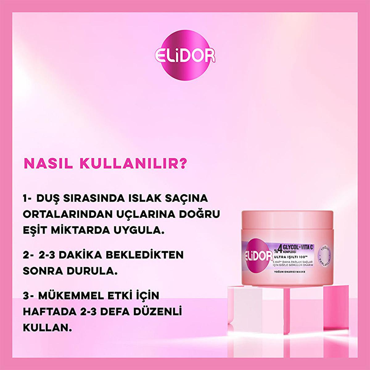 Elidor Ultra Shine 100 Repair Mask - 7.44 fl oz Deep Conditioning Hair Treatment for Damaged Hair Repair and Shine Enhancement