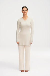 Rachel Ribbed Split Hem Top Clothing Veiled 