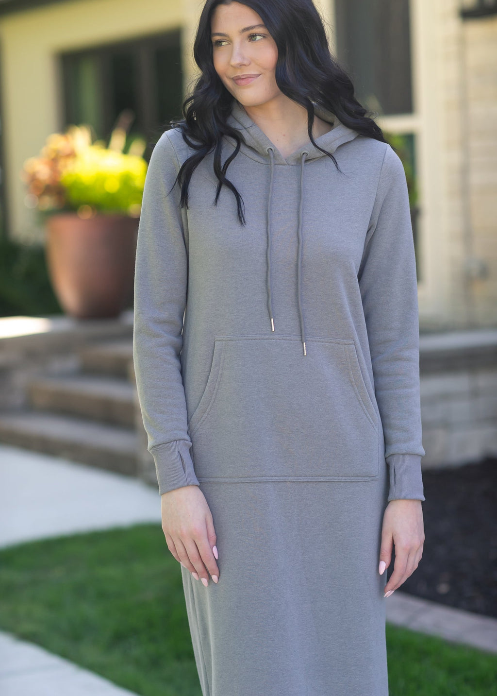 Inherit Co. Rae Hoodie Sweatshirt Dress - FINAL SALE — fabric or material detail