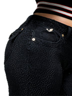 Apple Bottom Jeans Rain on Me Jean - Black — branding close-up