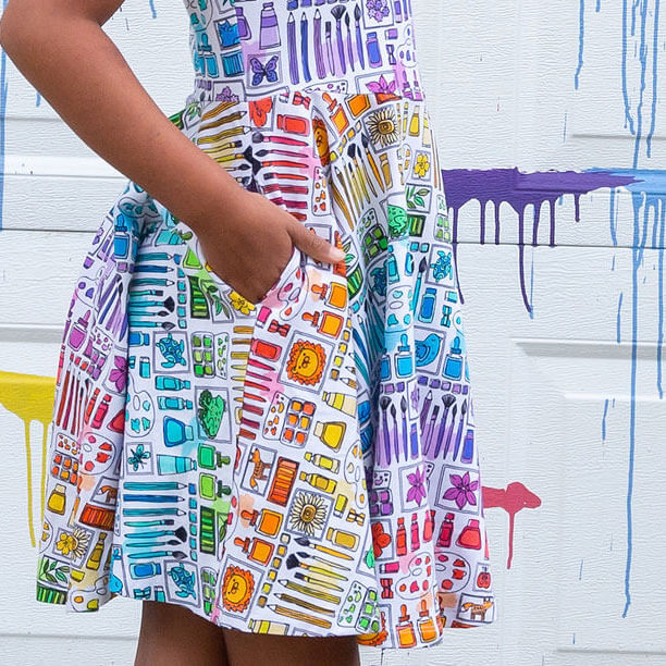 Princess Awesome & Boy Wonder "Smarty Paints" Rainbow Art Supplies Super Twirler Dress with Pockets — detail shot 6