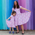 Princess Awesome & Boy Wonder Adult "Rainbow Roadwork" Construction Trucks Super Twirler Dress with Pockets — main product shot