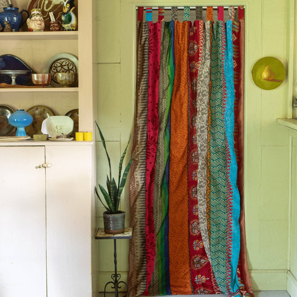 Darn Good Yarn Rainbow Oasis Drapes – Upcycled Boho Curtains — detail shot 8