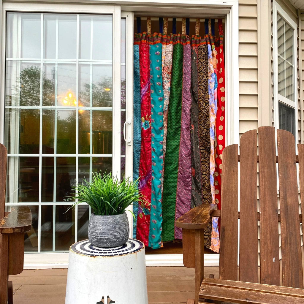 Darn Good Yarn Rainbow Oasis Drapes – Upcycled Boho Curtains — detail shot 9