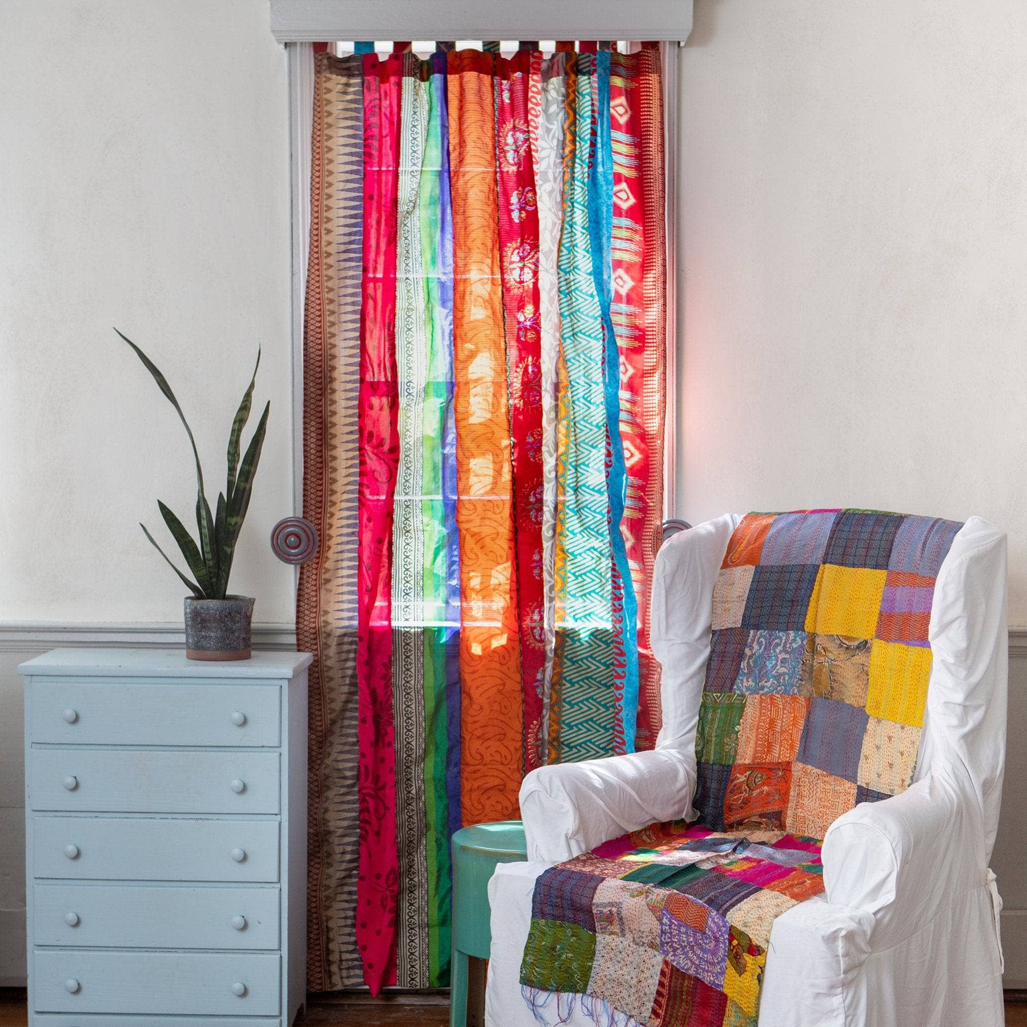 Darn Good Yarn Rainbow Oasis Drapes – Upcycled Boho Curtains — home decor category context