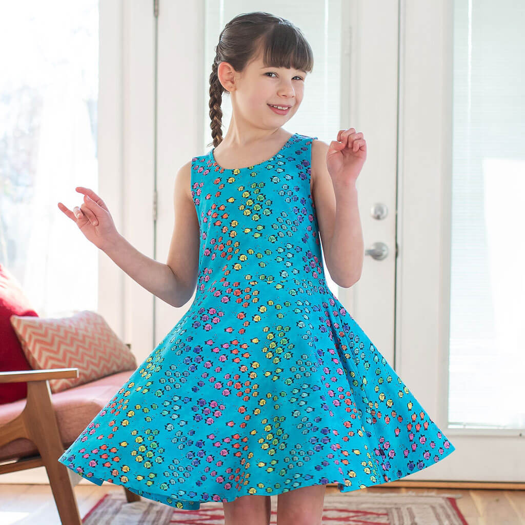 Princess Awesome & Boy Wonder "Summer School" Rainbows of Fish Sleeveless Play Dress with Pockets — dresses category context