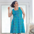 Princess Awesome & Boy Wonder Adult "Summer School" Rainbows of Fish Sleeveless Dress with Pockets — main product shot